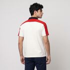 Men's White Polo Neck Graphic Print T-Shirt, Off White, small