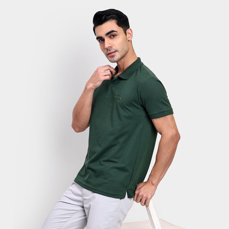Men's Collared Half Sleeves T-Shirt, Dark Green, large image number null