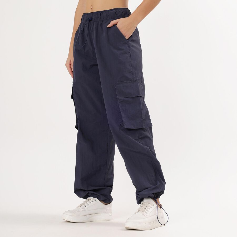 Women's Dark Navy Jogger High-Rise Cargo Trousers, नेवी ब्लू, large image number null