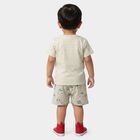 Infants' Grey Cotton Round Neck Zebra Graphic Print Baba Suit, Light Grey, small