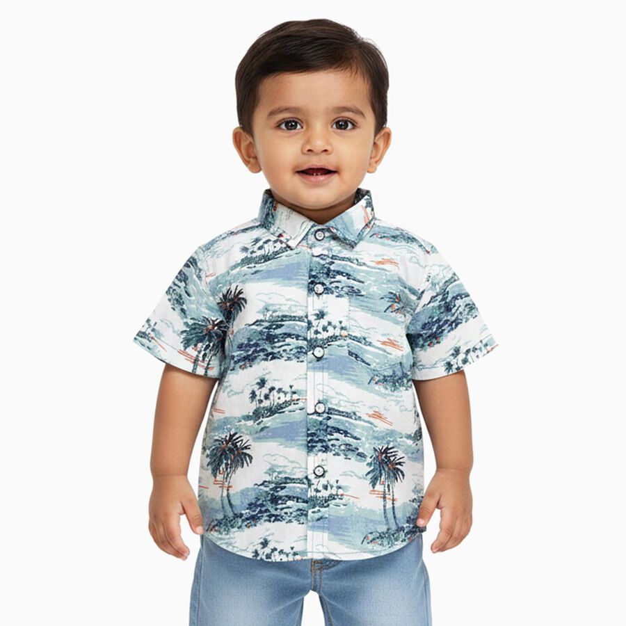 Infants White Cotton Half Sleeve Classic Casual Shirt, सफ़ेद, large