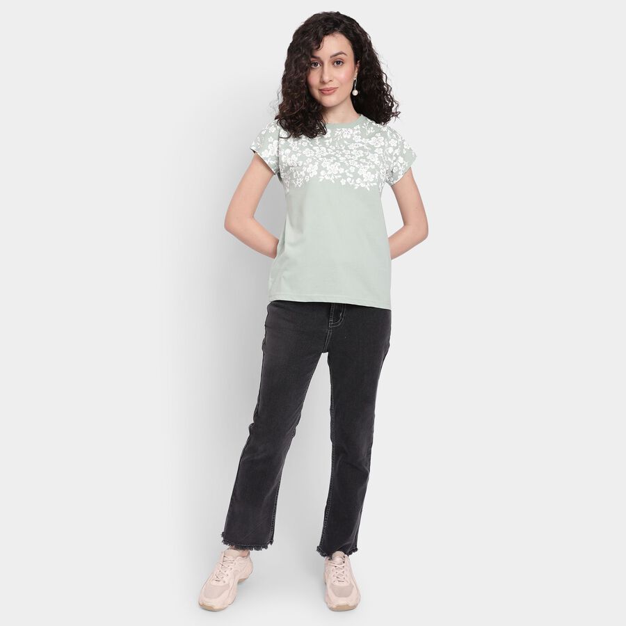 Ladies' Round Neck T-Shirt , हल्का हरा, large image number null