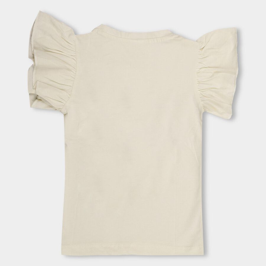 Girls' 100% Cotton T-Shirt, ऑफ व्हाइट, large