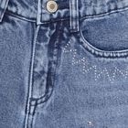 Girls' Stonewashed Blue Wide Leg Buttoned Jeans, Mid Blue, small image number null