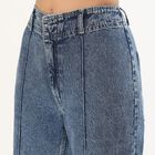 Women's Stonewashed Blue Wide Leg High Rise Jeans, Mid Blue, small