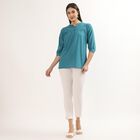 Women's Deep Midnight Blue Cotton Round Neck Floral Printed Kurti, Mid Blue, small