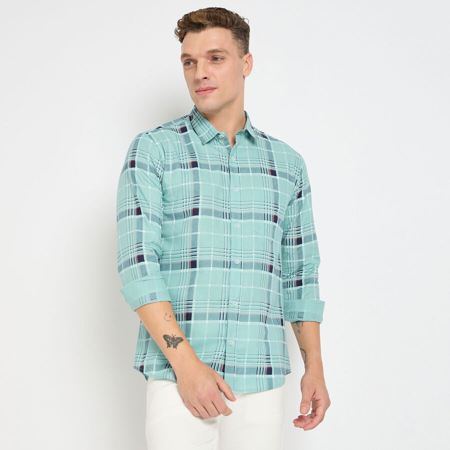 Men's 100% Cotton Casual Shirt, एक्वा, large image number null