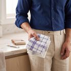 Men's Mid Blue Checked Pack of 3 Handkerchief, मध्यम नीला, small