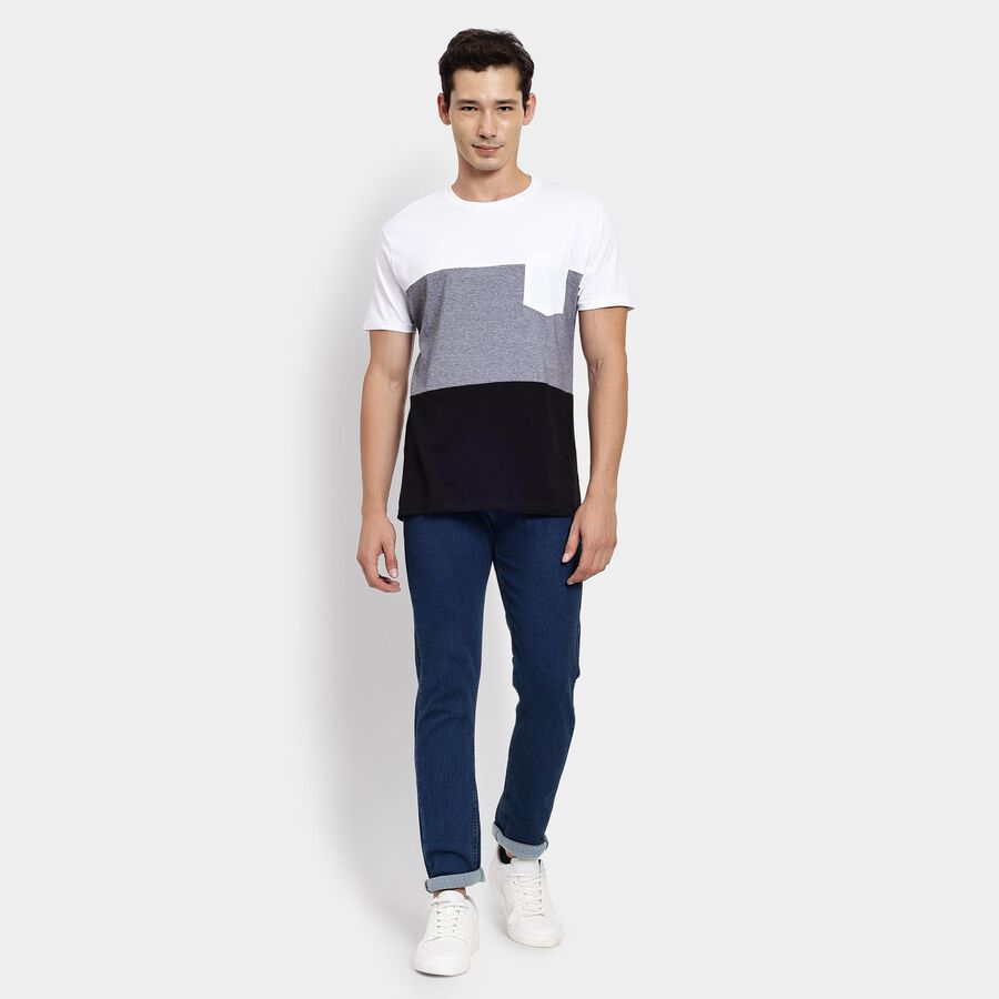 Men's 100% Cotton Round Neck Half Sleeves T-Shirt, White, large image number null