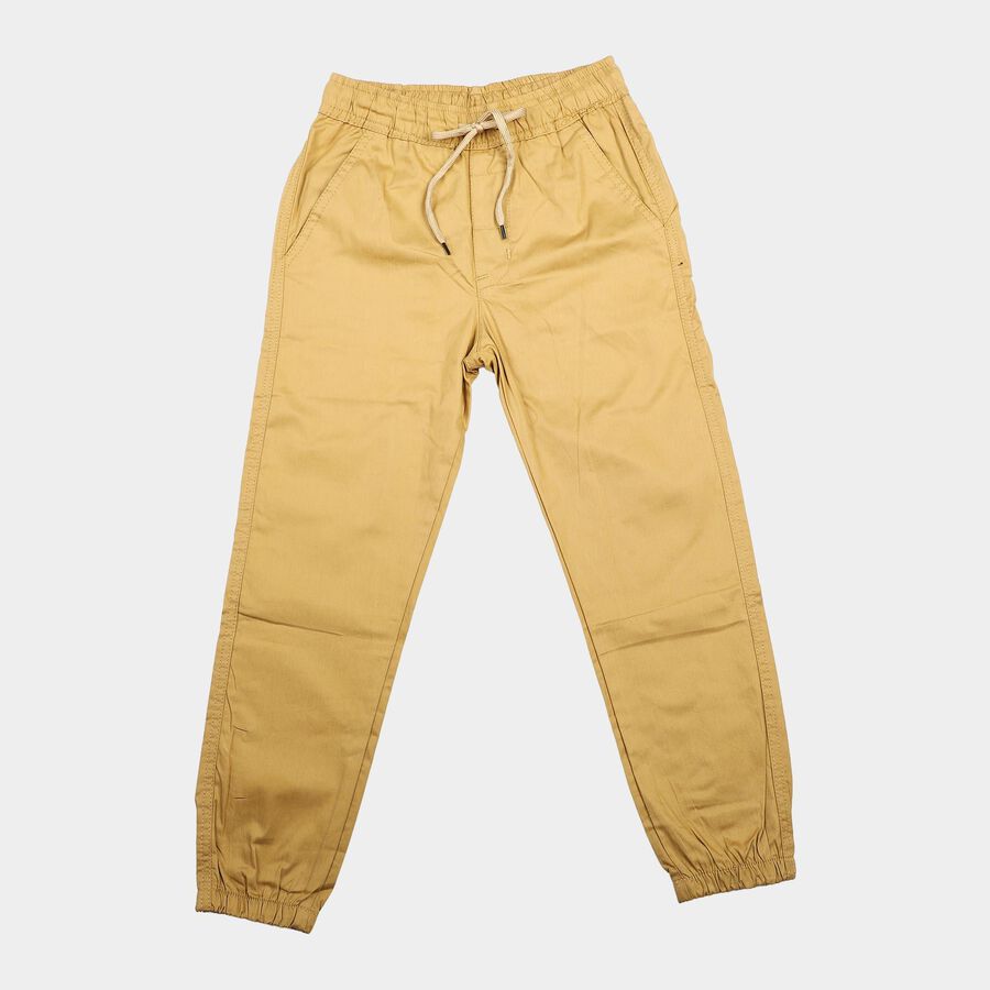 Boys' Beige Regular Fit Drawstring Jogger Trousers, Khaki, large