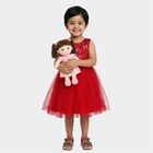 Girls' Red Sequin Bodice Fit and Flare Frock, Red, small