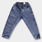 Boys' Stonewashed Blue Slim Fit Jogger Jeans, मध्यम नीला, small image number null