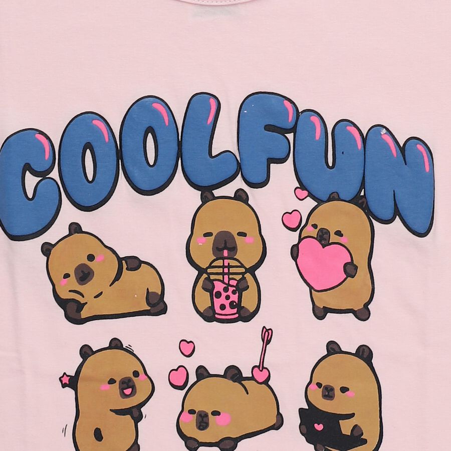 Girls' T-Shirt, हल्का गुलाबी, large