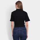 Ladies' 100% Cotton Crop  Top, काला, small image number null