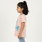 Girls' Light Peach Cotton Round Neck Casual T-Shirt, Peach, small image number null