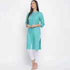 Printed Straight 3/4th Sleeves Kurta, Light Green, small image number null