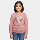 Girls Soft Dusty Pink Crew Neck Casual Sweatshirt, गुलाबी, small image number null