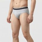 Men's Grey Regular Fit Solid Briefs, मिश्रित हल्का ग्रे, small