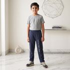 Boys' Navy Blue Straight Fit Graphic Printed Pyjama, Mid Blue, small