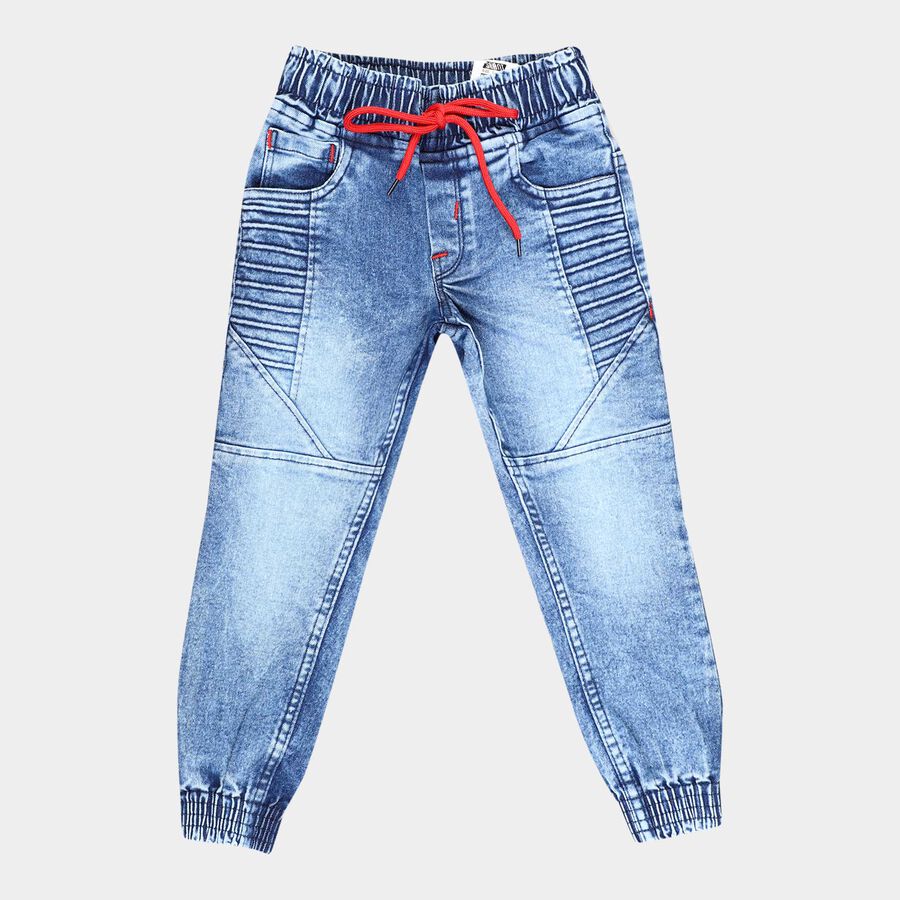 Boys Cut & Sew Jeans, Dark Blue, large image number null