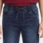 Boys' Blue Slim Fit Printed Jeans, Mid Blue, small