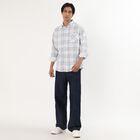 Men's White Cotton Full Sleeve Classic Collar Checkered Shirt, Off White, small