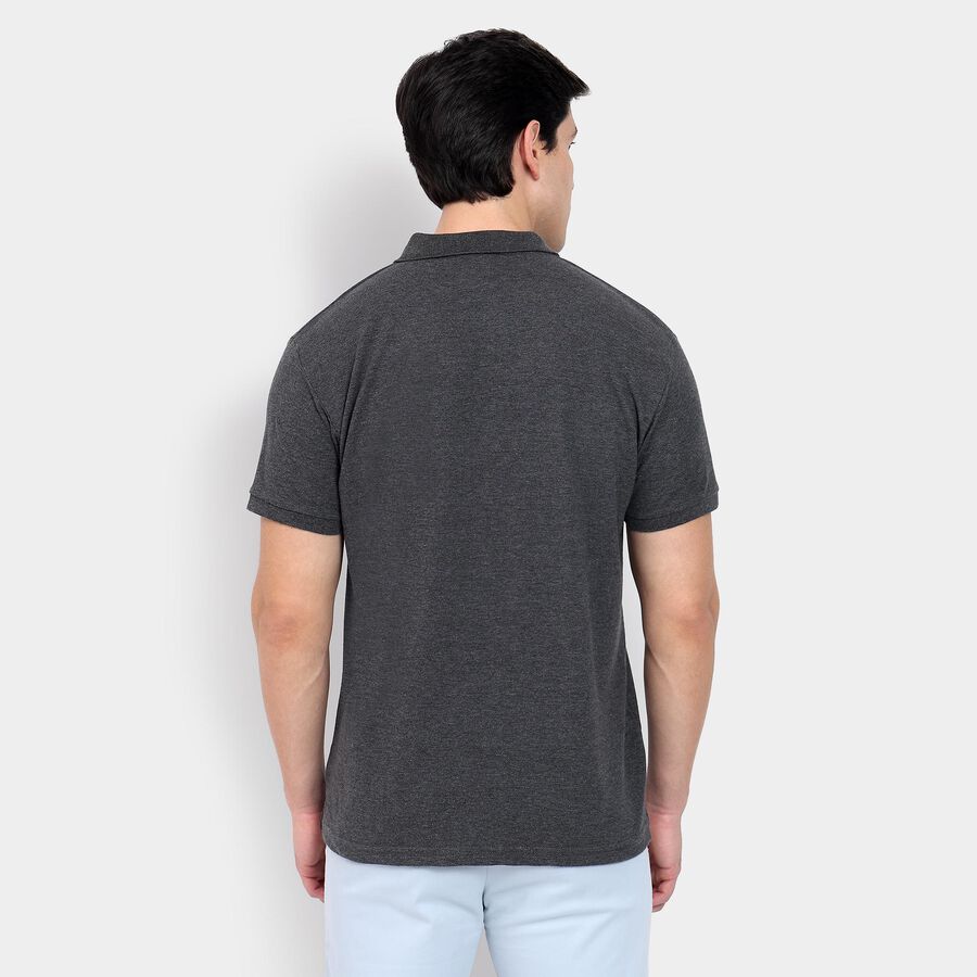 Men's Collared Half Sleeves T-Shirt, Charcoal, large image number null