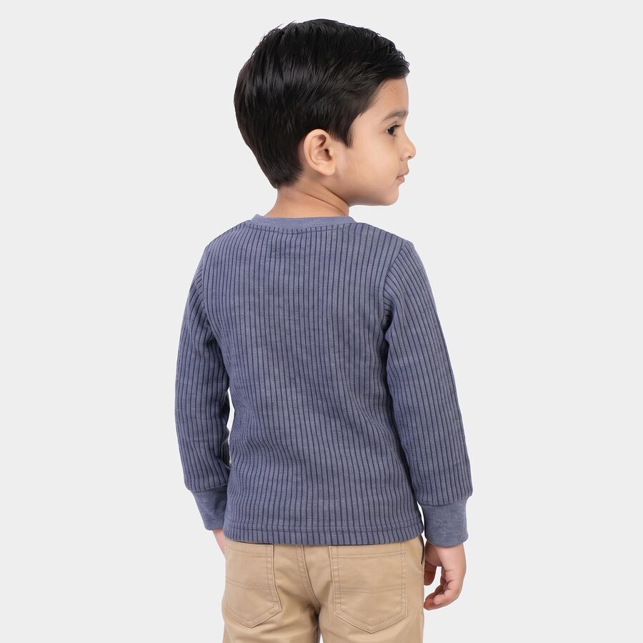 Boys' Blue Long Sleeve Thermal, मध्यम नीला, large
