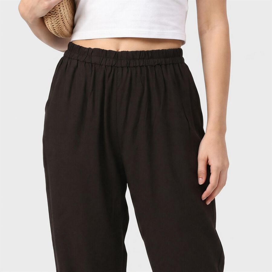 Women's Black Regular Fit Solid Palazzos, Black, large