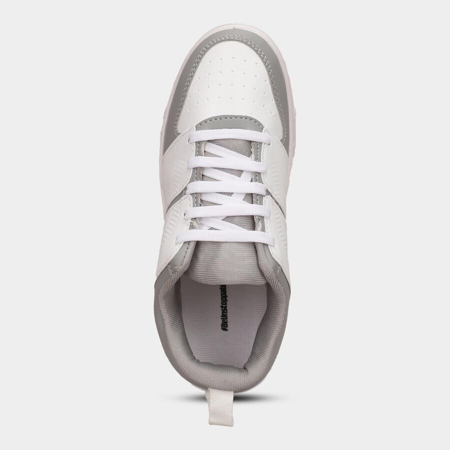 Men's Grey and White Lace-Up Casual Sneakers, Grey, large