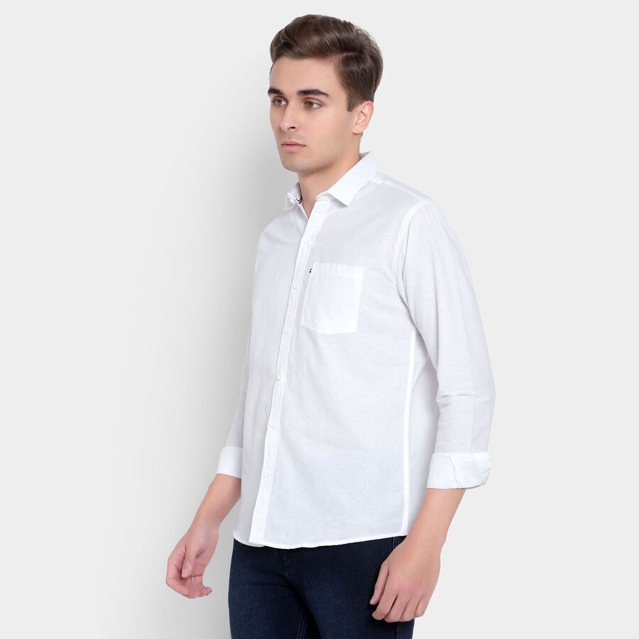 Solid Cotton Casual Shirt, White, large image number null