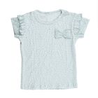 Girls' Light Blue Round Neck Casual Ruffle Sleeve T-Shirt, हल्का नीला, small
