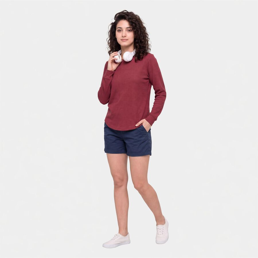 Women's Purple Round Neck Regular Top, Purple, large