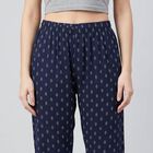 Women's Navy Blue Straight Fit Printed Lounge Pyjama, नेवी ब्लू, small