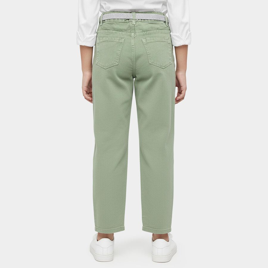 Girls' Light Green Regular Fit Washed Jeans, Light Green, large