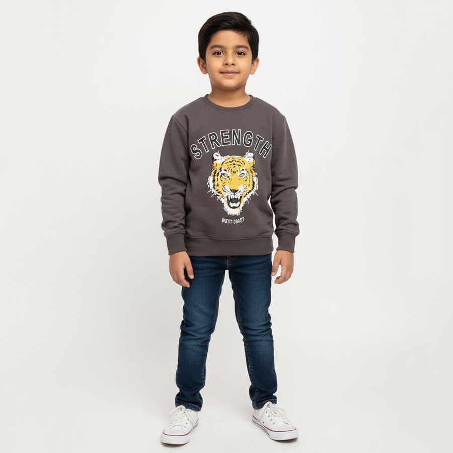 Boys' Sweatshirt, गहरा ग्रे, large image number null