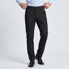 Men's Black Slim Fit Flat-Front Casual Trousers, Black, small