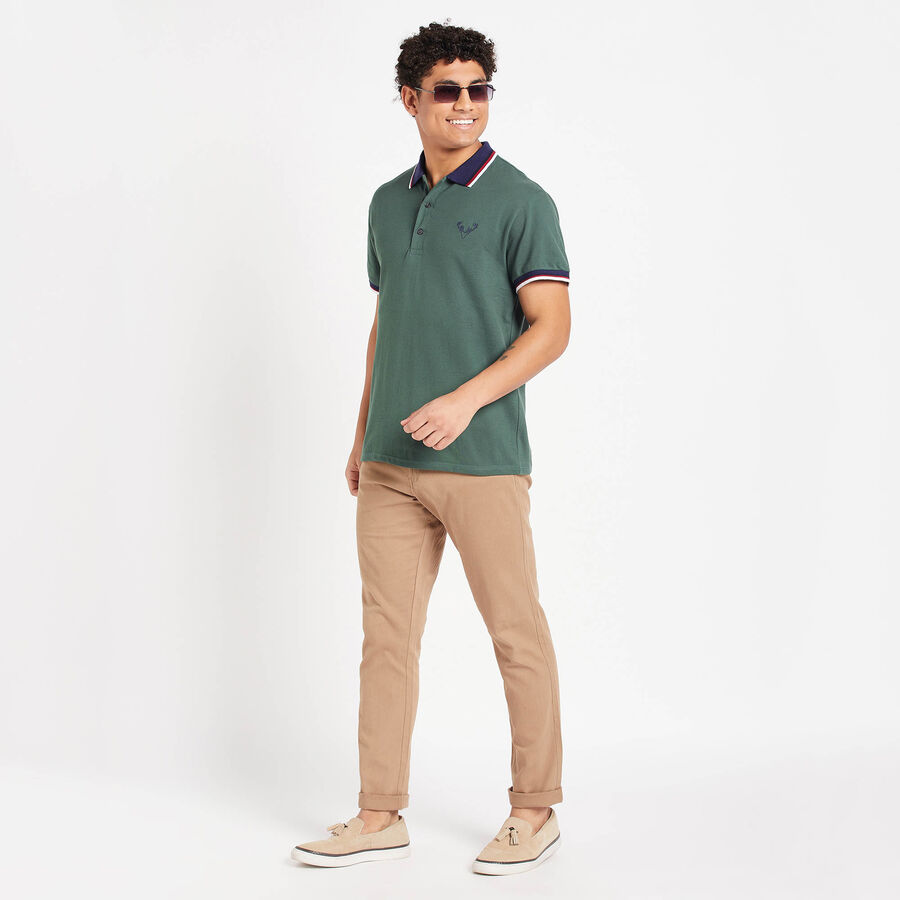 Solid Polo Shirt, Dark Green, large image number null