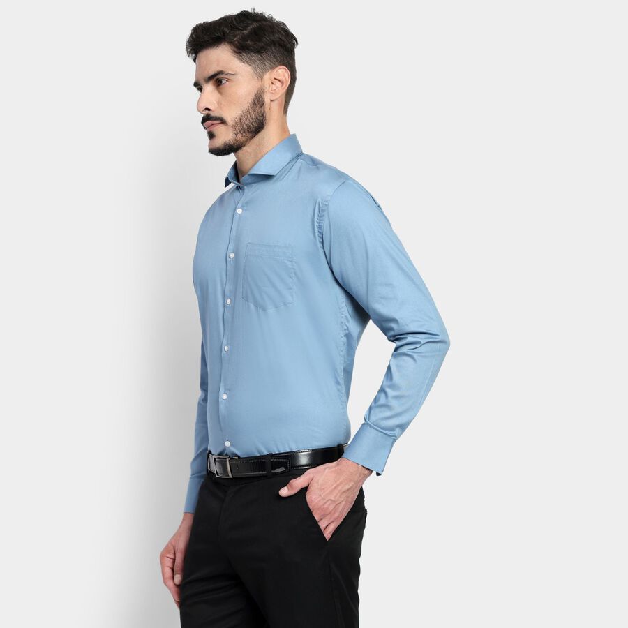 Men's Formal Shirt, मध्यम नीला, large image number null