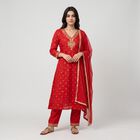 Women's Red Embroidered Ethnic Set, Red, small
