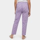 Girls' Purple Regular Fit Cat Printed Cotton Blend Pyjama, Purple, small