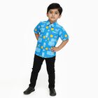 Boys Bright Sky Blue Cotton Half Sleeve Classic Collar Casual Shirt, रॉयल ब्लू, small image number null