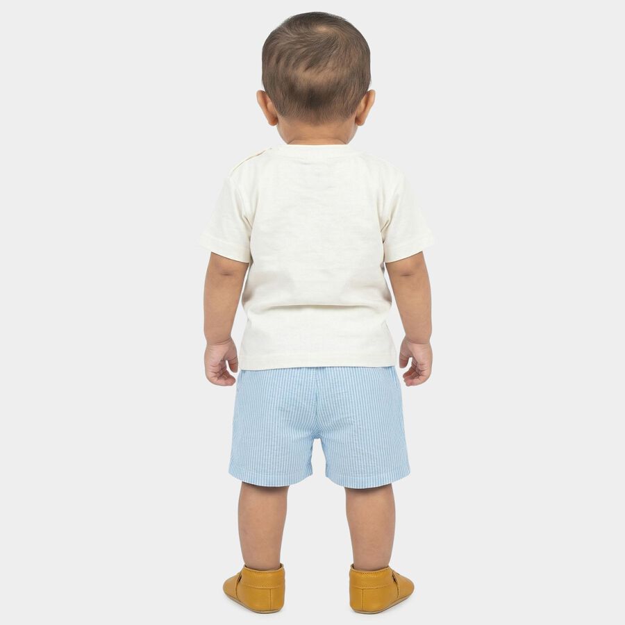 Infants' Light Blue Cotton Round Neck Bear Printed Baba Suit, Light Blue, large