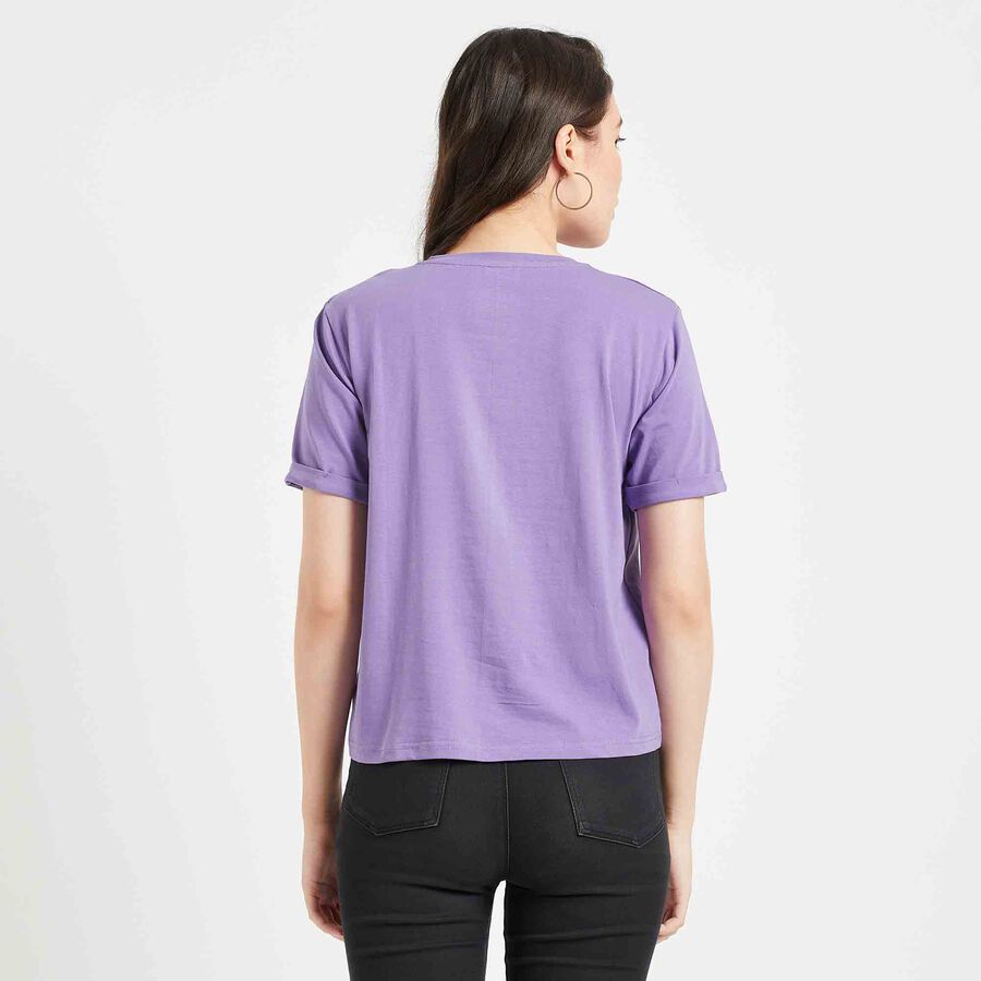 Printed Round Neck T-Shirt, Lilac, large image number null