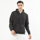 Men's Dark Charcoal Grey Hooded Neck Casual Sweatshirt, Dark Grey, small image number null