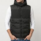 Men's Black Hooded Puffer Jacket, Black, small