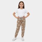 Girls' Beige Regular Fit Printed Pyjama, Beige, small
