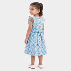 Girls' Light Blue Floral Printed Fit and Flare Frock, Light Blue, small