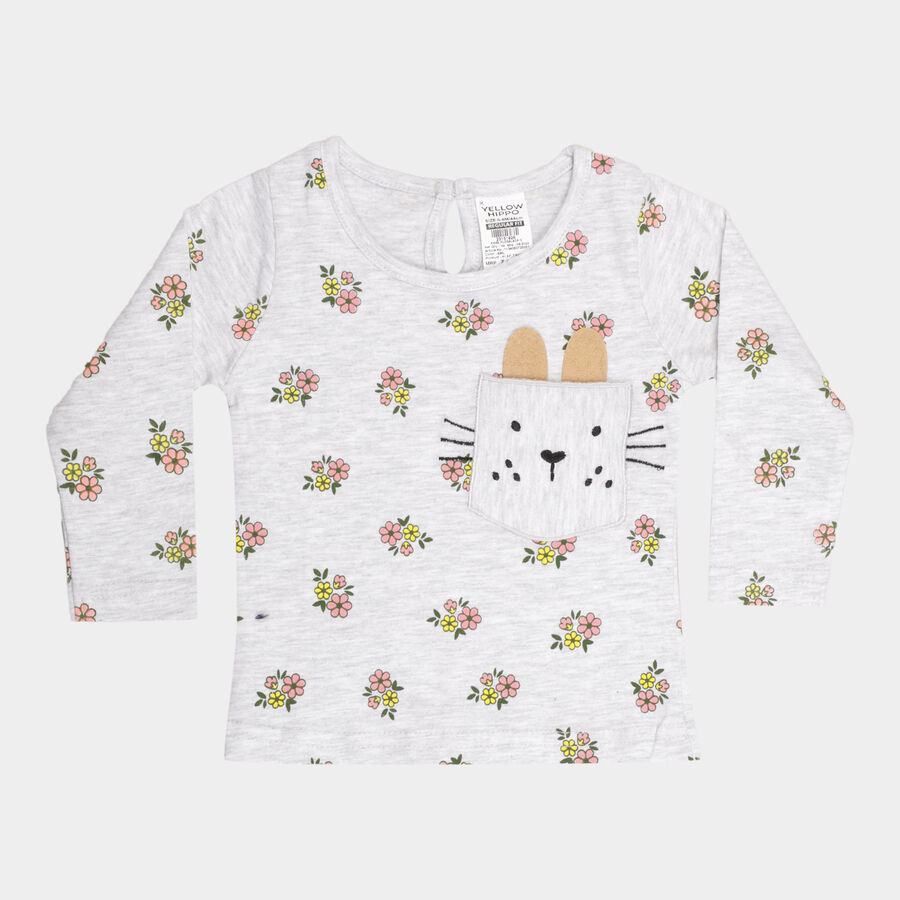 Infants Cotton Printed T-Shirt, Ecru Melange, large image number null