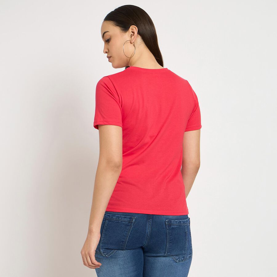 Ladies' Round Neck T-Shirt, मूँगा (कोरल), large image number null